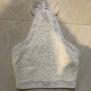 ALEXIS white lace halter crop top